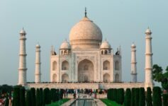 The Taj Mahal in Agra under a clear sky