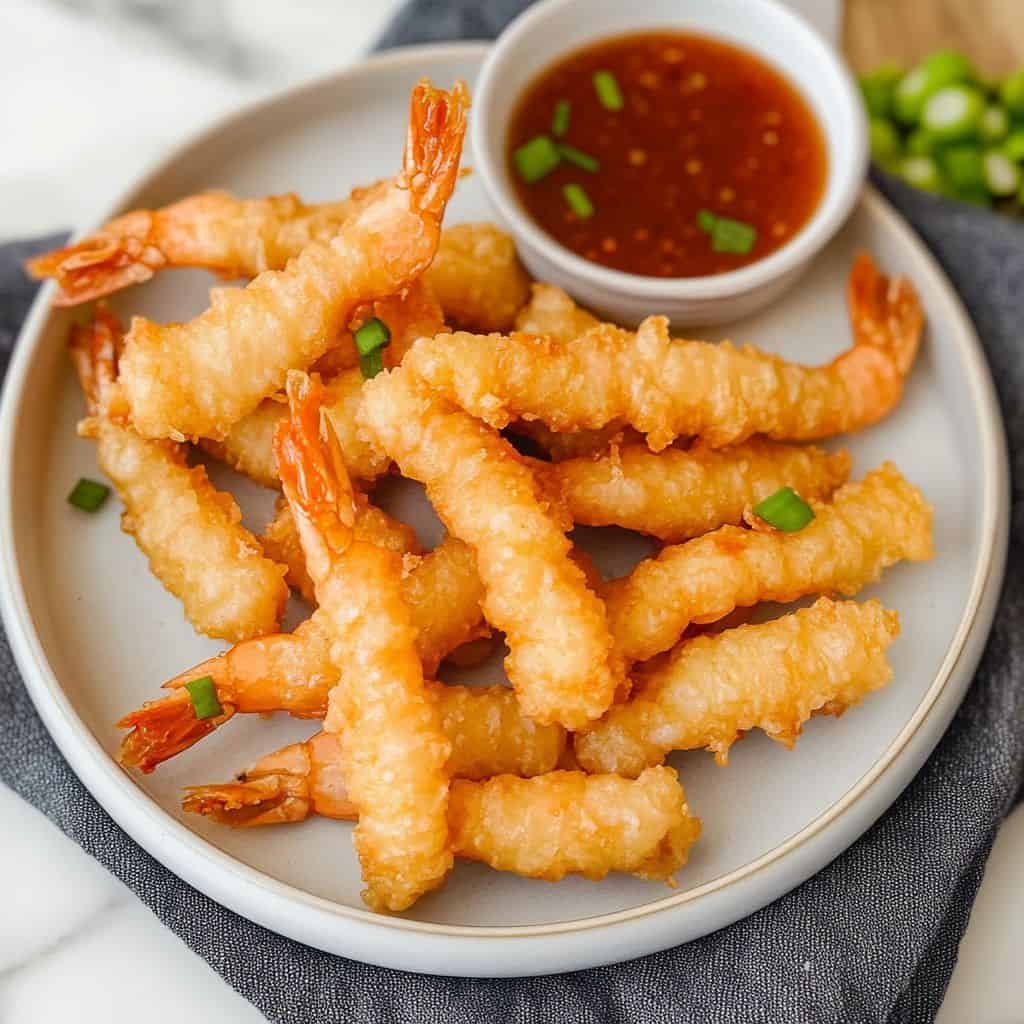 Assorted Japanese tempura with crispy battered shrimp and vegetables