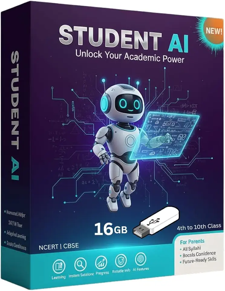 Student AI educational software box featuring a robot and digital learning interface