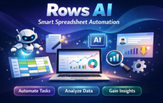 Illustration of AI tools and intelligent agents analyzing financial data with charts, graphs, and digital analytics dashboards.