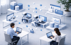 Blue striped IBM logo representing International Business Machines technology company