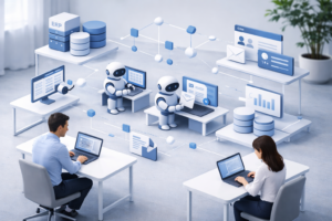 Blue striped IBM logo representing International Business Machines technology company