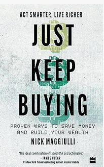 Graphic with the phrase ‘Just Keep Buying’ motivational quote.