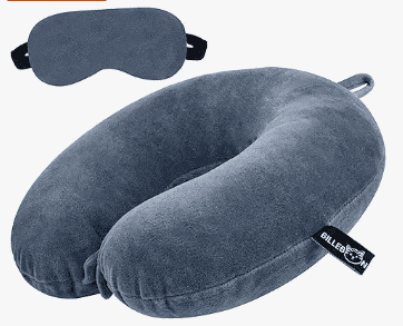 Travel neck pillow with matching eye mask combo travel accessory.