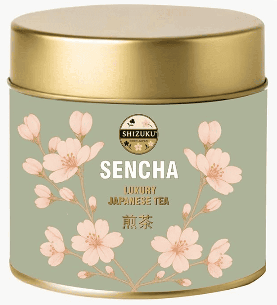 A bright green cup of sencha—Japanese steamed green tea.