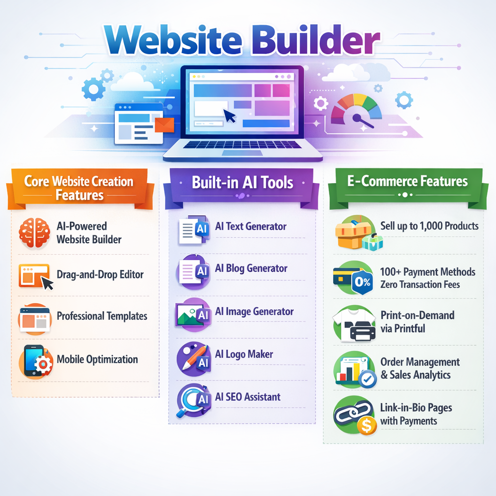 Website Builder Features Explained: AI Tools, Core Functions, and E-commerce Capabilities