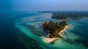 A serene sunrise over the pristine beaches of Andaman islands