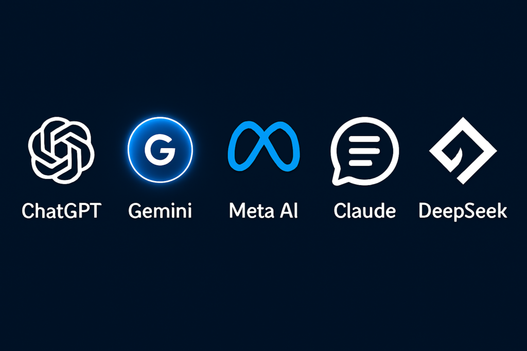 Complete guide graphic showing detailed comparison table and star ratings for five major AI tools