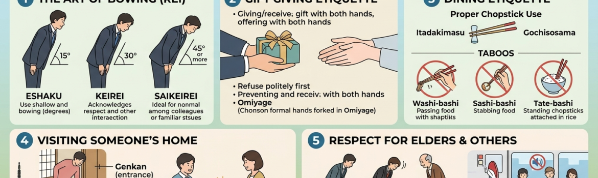 Person bowing as a greeting to show respect in Japanese culture