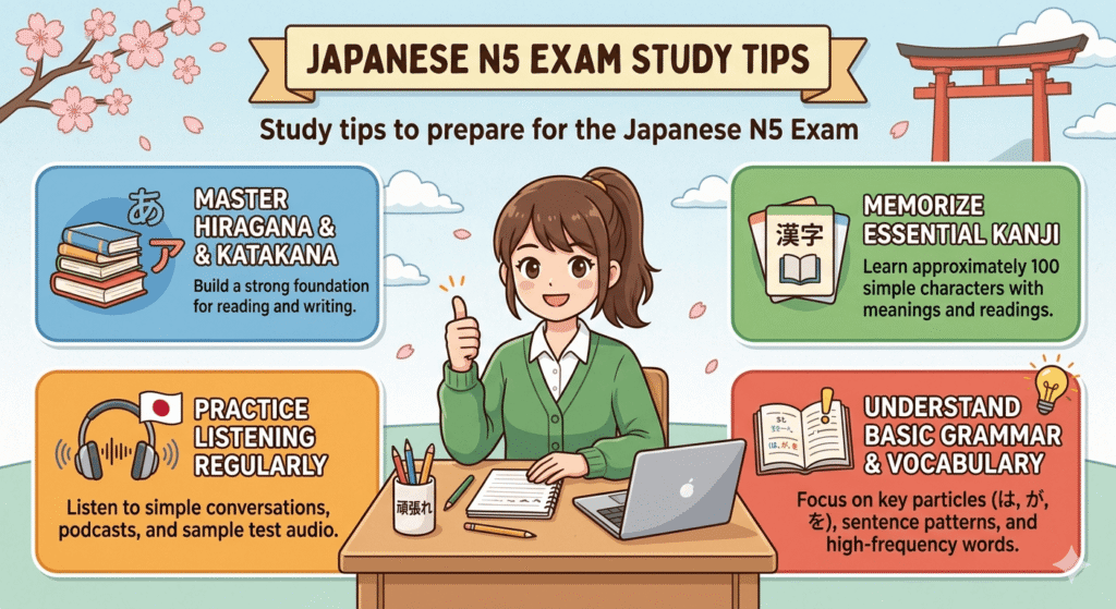 Japanese N5 Exam practice tips for beginners
