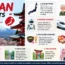 "Japan Facts" showcasing 10 interesting facts about Japan, illustrated with icons of Mount Fuji, cherry blossoms, a bullet train, sushi, a robot, and an anime character, set against a scenic Japanese landscape.